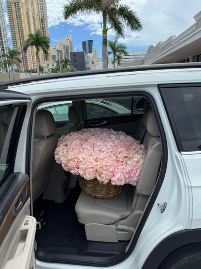 #34 XL Pink basket with hydrangea