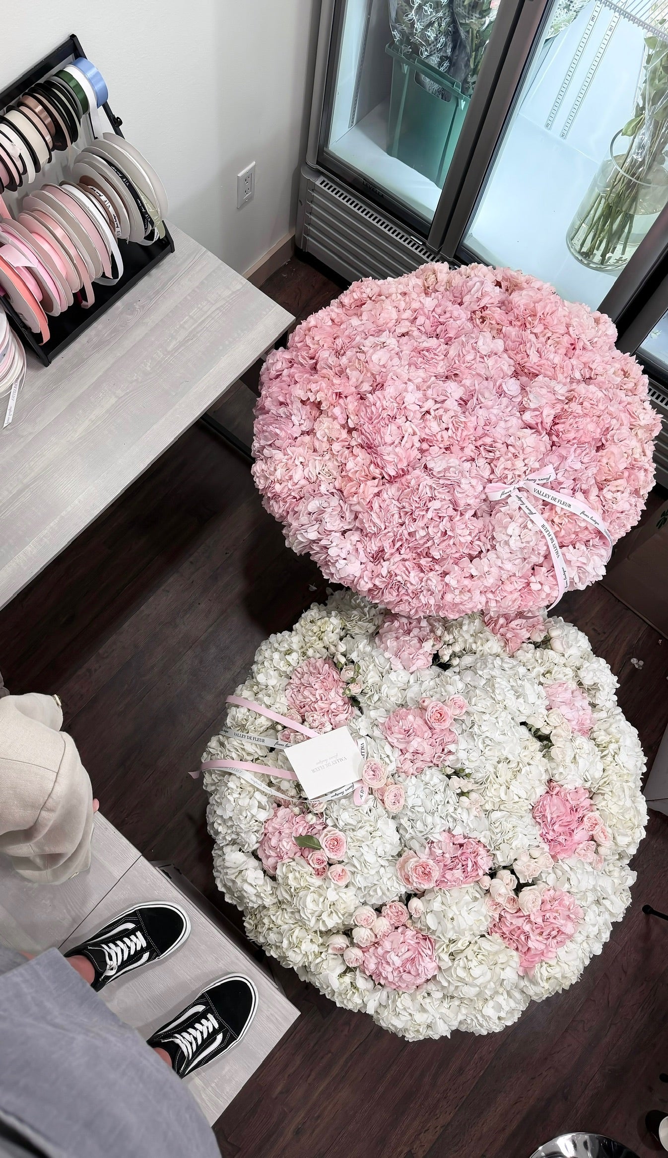 #34 XL Pink basket with hydrangea