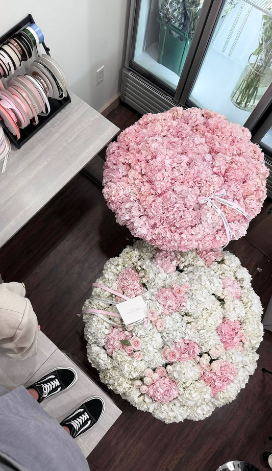 #34 XL Pink basket with hydrangea