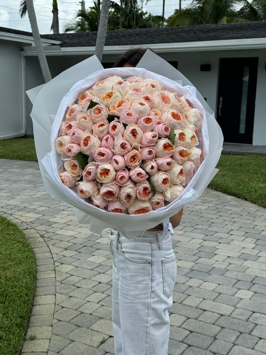 Juliet Rose Bouquet featuring elegant Juliet Garden Roses with soft peach-colored blooms