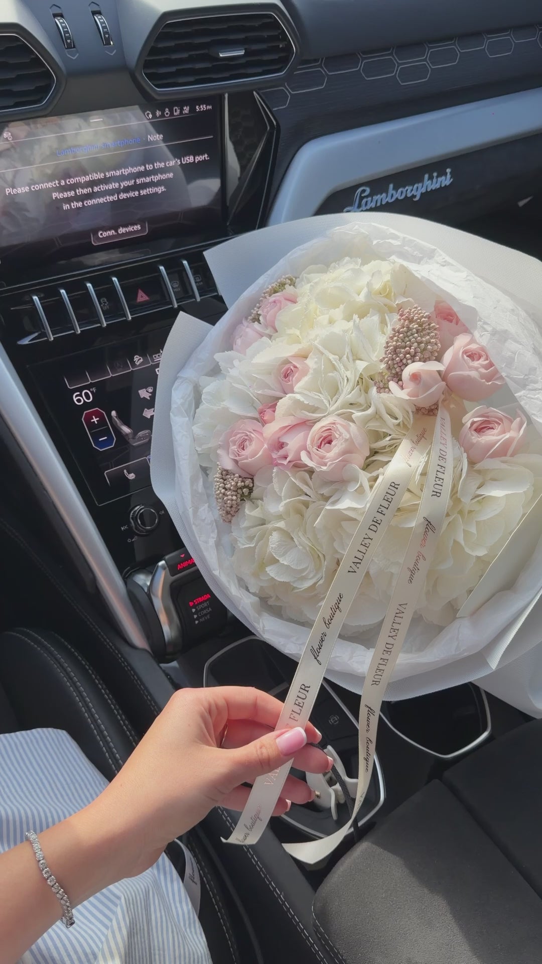 Ivory Promise bouquet featuring lush white hydrangeas and soft blush roses arranged as elegant anniversary flowers