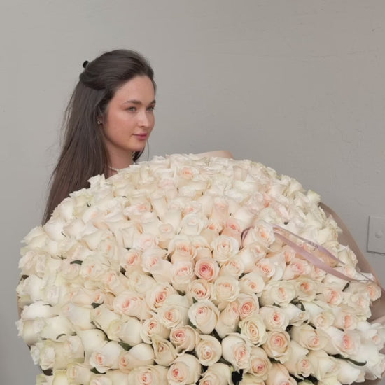 Oversized birthday bouquet of 250 blush roses