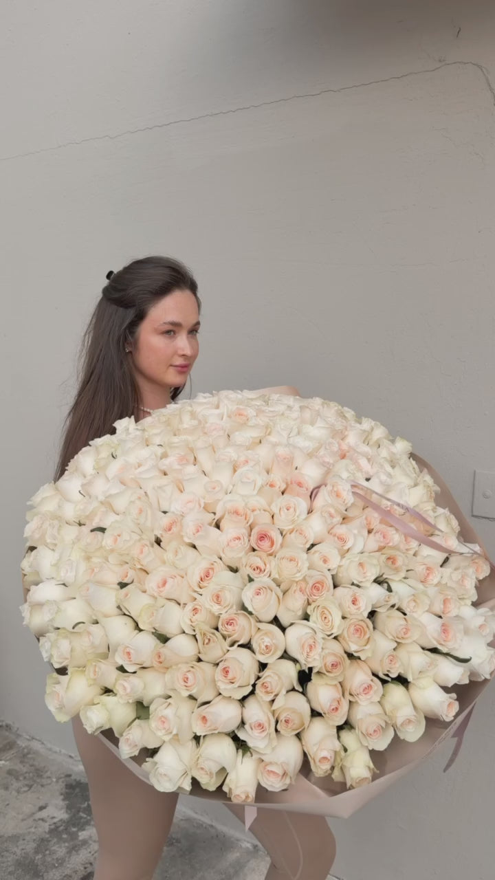 Oversized birthday bouquet of 250 blush roses