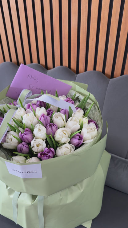 #21 Фиолетовые тюльпаны – 45 стеблей